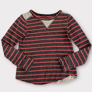 Whetherly Women’s Sweatshirt Top XS Crewneck Graphic Stripes Beachy Cozycore